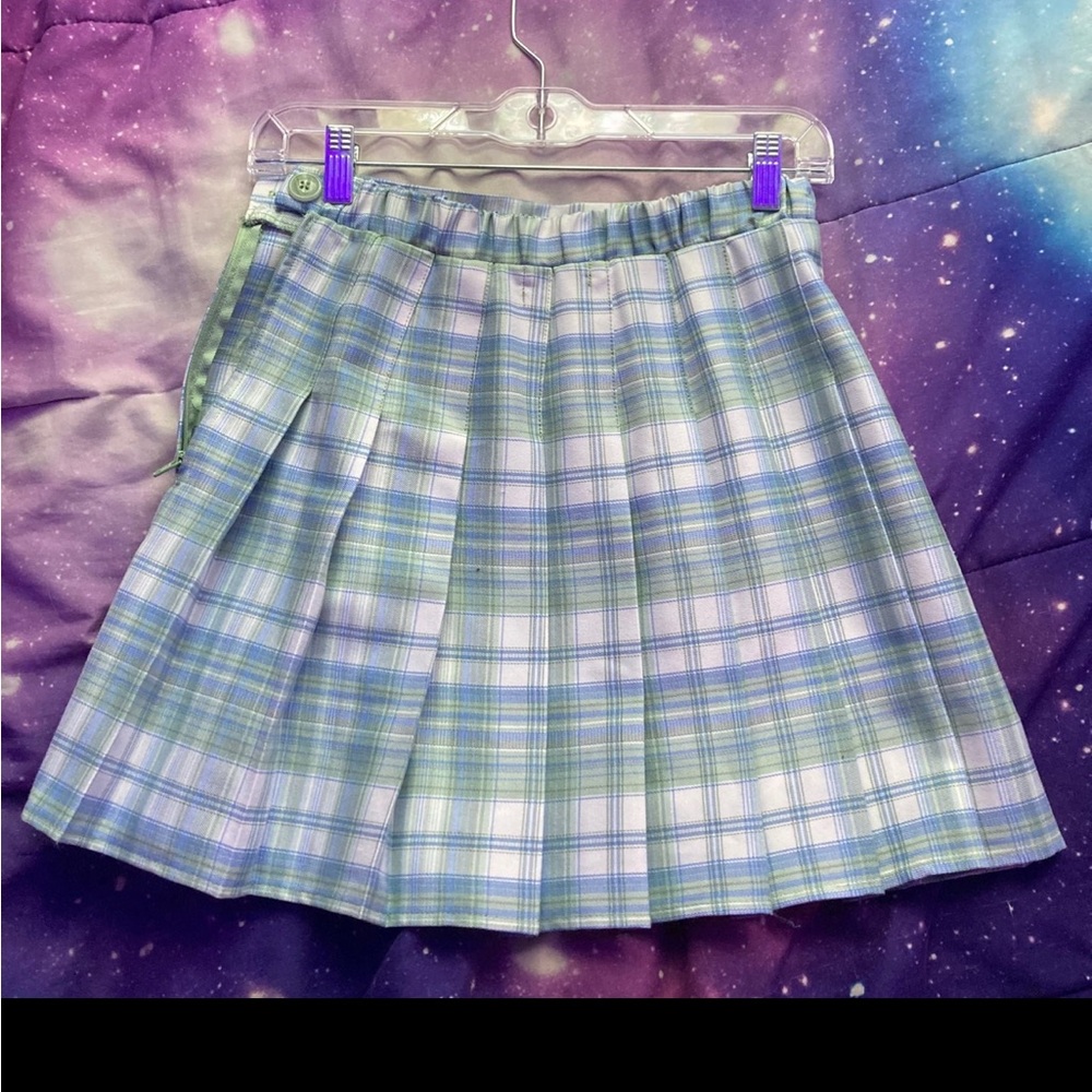 Rewind Kohls Blue and Green Pleated Skirt